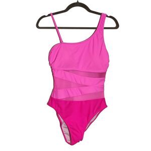 Blooming Jelly Pink One-Piece Swimsuit with Mesh Accents NWT Size Medium